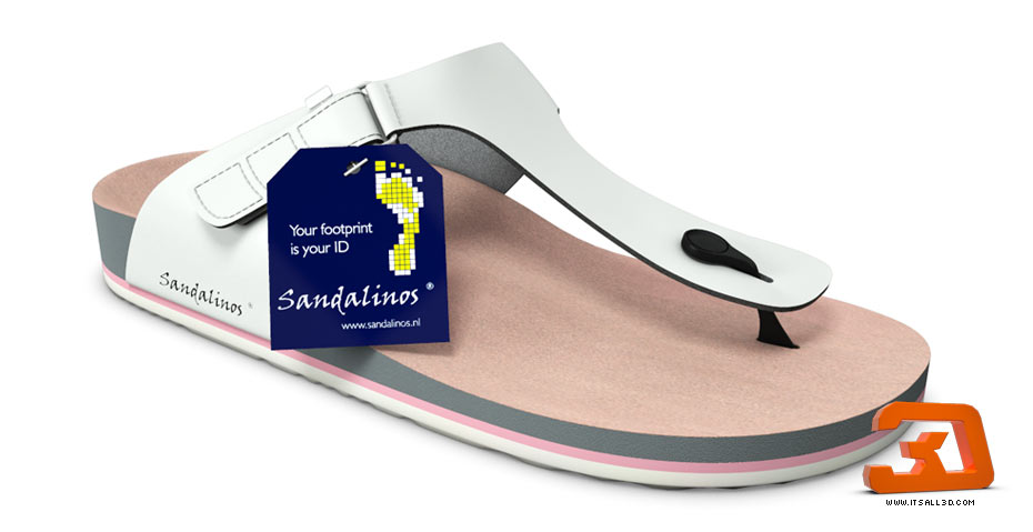 Picture showing a 3D rendering of a flip-flop, sandal, produced for SANDALINOS, created by STORMYSUNDAY